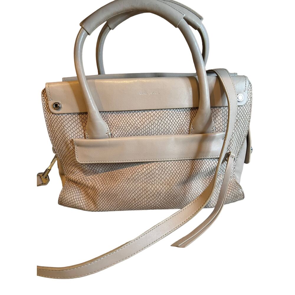 Louise et Cie Neutral Snake Embossed Leather Convertible Satchel Nude